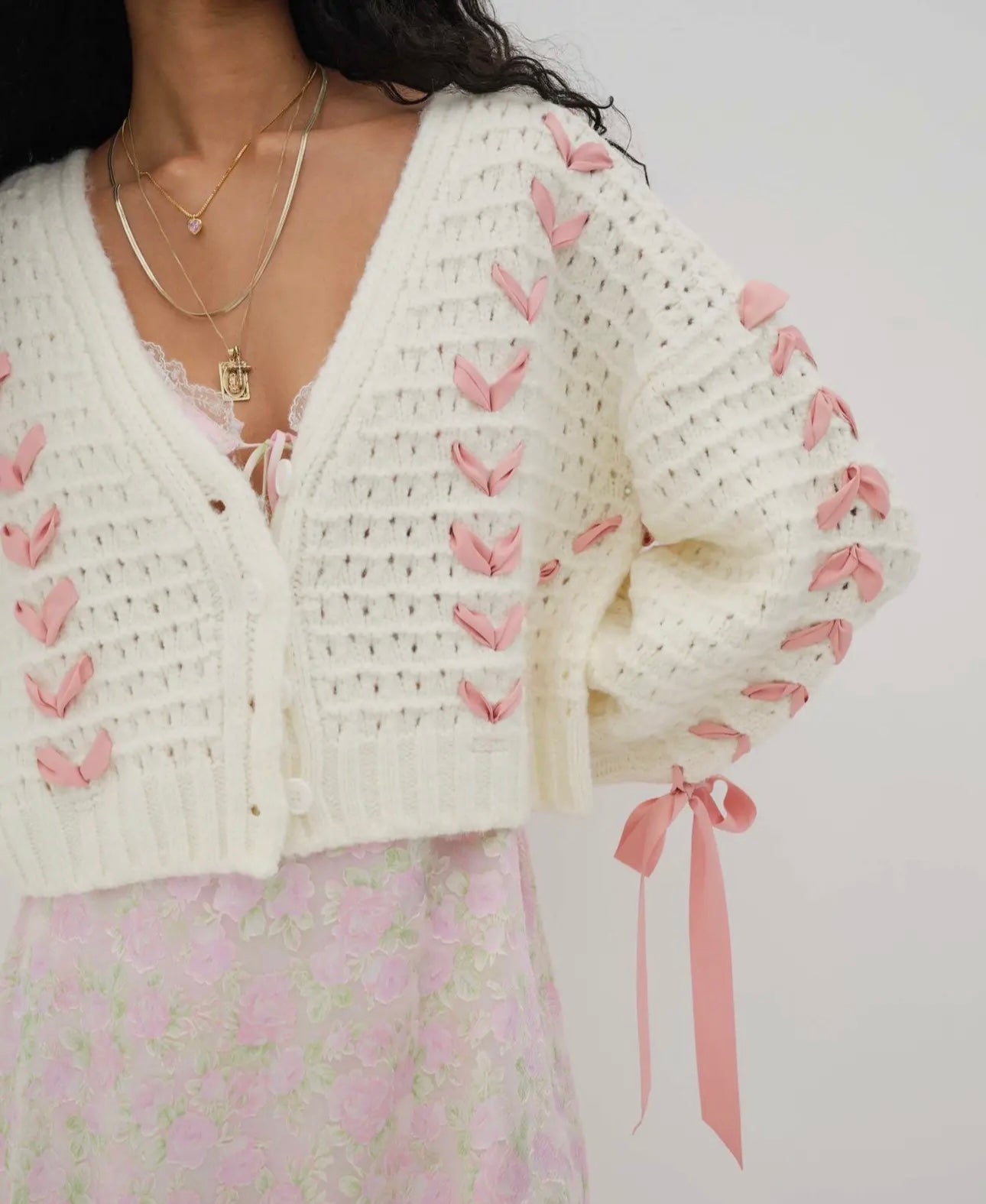 Cropped Bow Cardigan