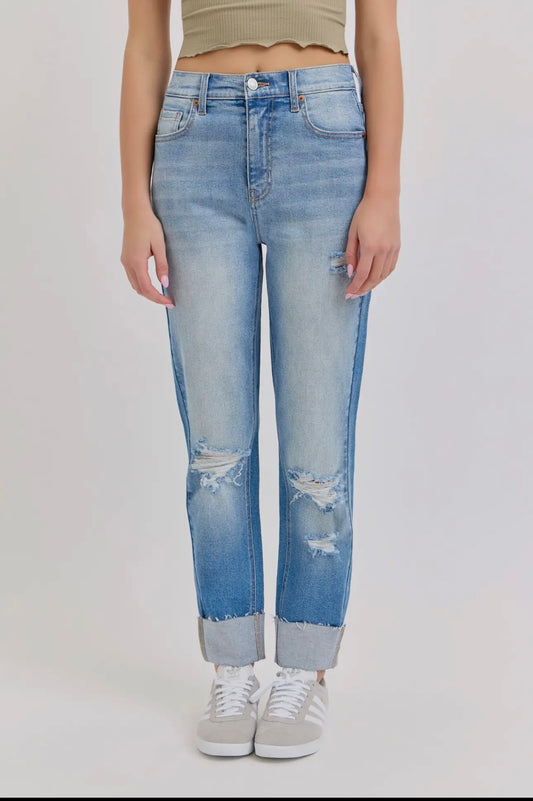 High Rise mom jean with Cuff