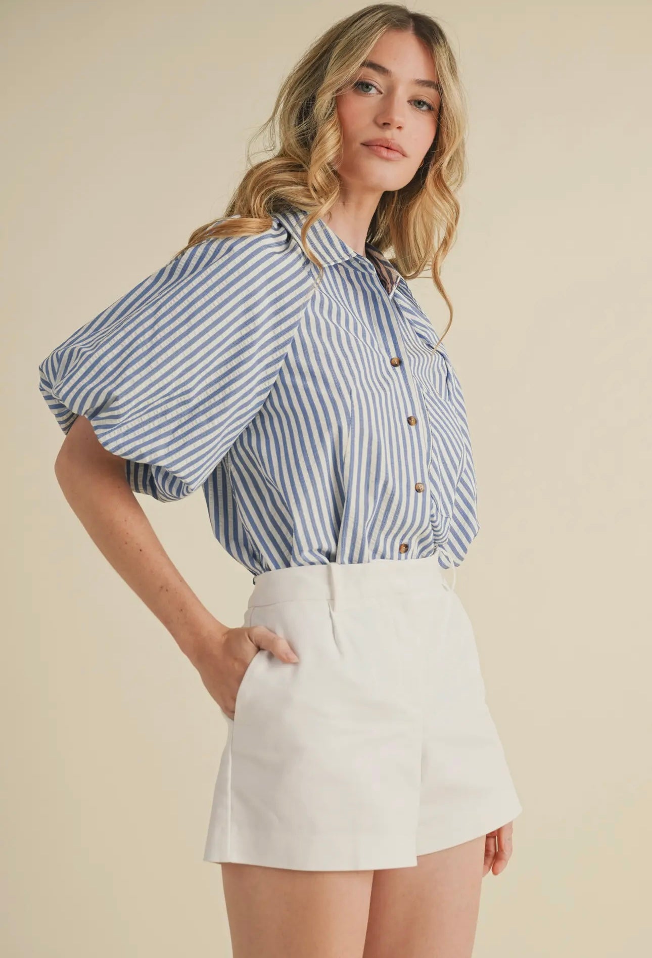 Bubble Sleeve Button Down