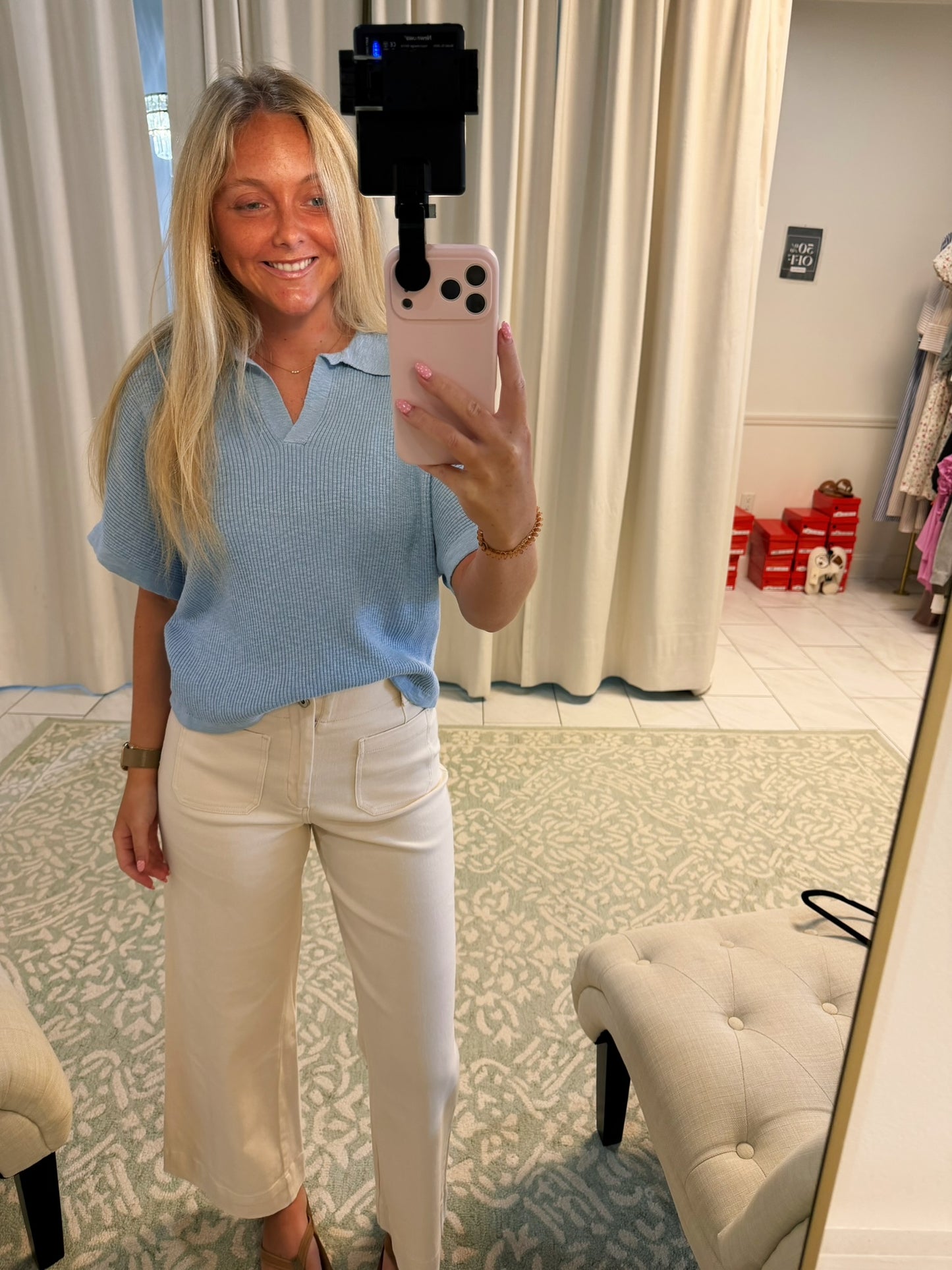 Blue Knit Top