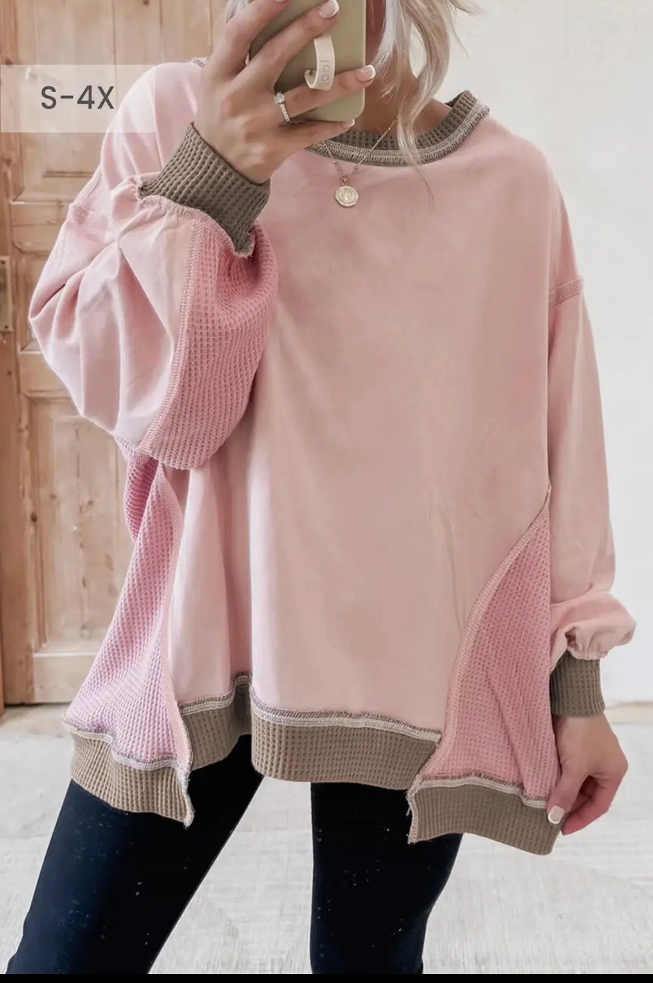 Waffle Patch Work Sweatshirt