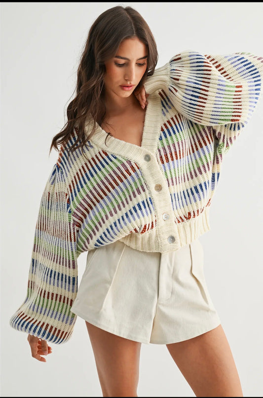 Gracie Striped Sweater Cardigan