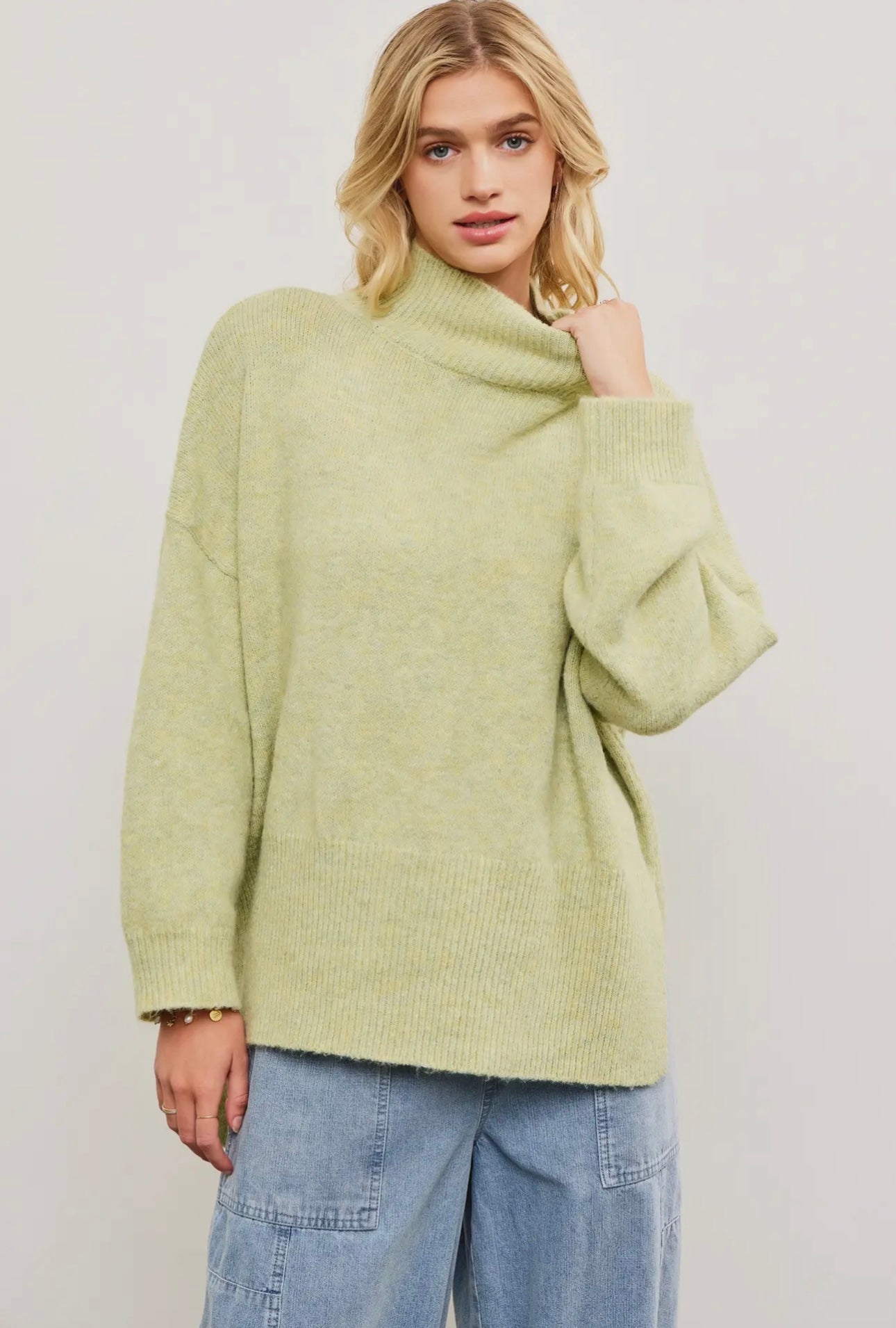 Heather Mock Neck Knit Top