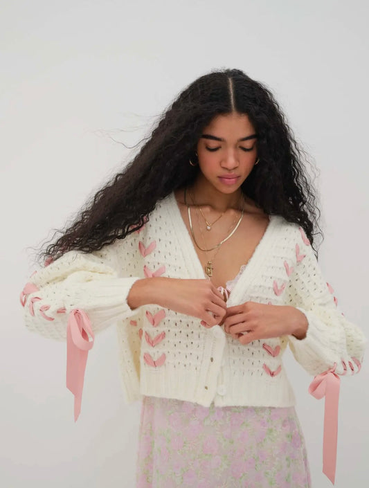 Cropped Bow Cardigan