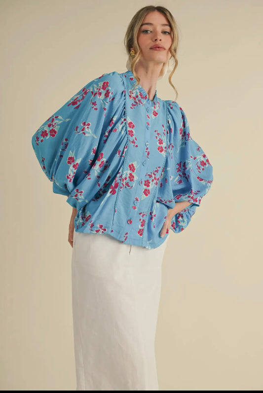 Eletric Blue Floral Top