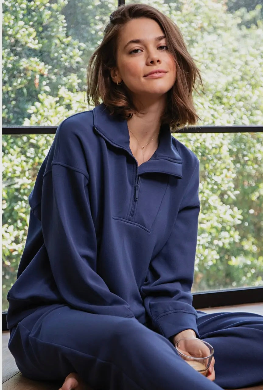 Half Zip Buttery Soft Crew Kneck